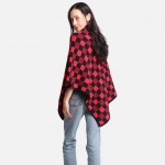 Wholesale checkered Print Poncho One fits most Polyester