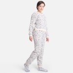 Wholesale comfyLUXE Leopard Print Long Sleeve Lounge Top S M Soft comfortable fa