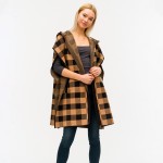 Wholesale plaid Print Ruana Hood One Fits Most Viscose Polyester