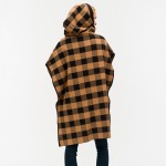 Wholesale plaid Print Ruana Hood One Fits Most Viscose Polyester