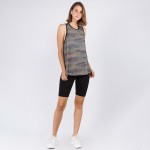 Wholesale camouflage Tank Top Flirty Split Back Detail Pack o Sleeveless o Crewn