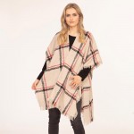 Wholesale plaid knit kimono One fits most Polyester