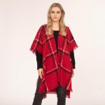 Wholesale plaid knit kimono One fits most Polyester