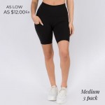 Wholesale buttery Soft Biker Short Side Pocket Pack o Flattening elasticized wai