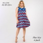 Wholesale red White Blue Chevron USA Dress Line Tank Dress Two Pockets Hip Flowy