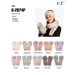 C.C G-2074P
Solid Knit Smart Touch Gloves

- 53% Acrylic / 35% Nylon / 12% Polyester
- One Size Fits Most
- Touchscreen Compatible