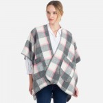 Wholesale plaid kimono pockets One fits most Acrylic