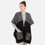 Wholesale women s Plaid Kimono Sherpa Details One Fits Most Polyester