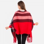 Wholesale plaid Sleeved Ruana Fringe Tassels One fits most Acrylic