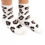 Wholesale fuzzy Poly Microfiber Knit Leopard Print Socks Assorted Pack Pairs Soc