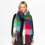 Wholesale do Everything Love Knit Plaid Scarf Tassel Edges W L One Fits Most Pol