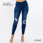 Wholesale women s Classic Distressed Denim Jeggings Pack Elastic Waistband Funct