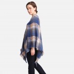 Wholesale women s Multicolor Plaid Poncho One fits most L Acrylic