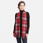 Wholesale italian Designed Plaid Lightweight Scarf Fringe Tassels Raw Hem Edges