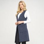Wholesale women s Knit Vest Two Pockets Pack Knee Relaxed fit Open front Casual