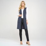 Wholesale women s Knit Vest Two Pockets Pack Knee Relaxed fit Open front Casual