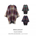 Wholesale do Everything Love Soft Knit Plaid Pattern Kimono Tassel Hem One Fits