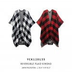 Wholesale do Everything Love Reversible Knit Buffalo Check Kimono One Fits Most