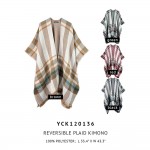 Wholesale do Everything Love Reversible Plaid Kimono Frayed Hem One Fits Most Po