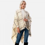 Wholesale soft Knit Plaid Pattern Ruana Wrap Frayed Hem One Fits Most Acrylic Po