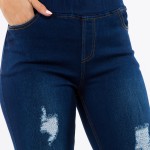 Wholesale women s Classic Dark Denim Distressed Jeggings Pack Elastic Waistband