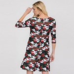 Wholesale women s Cardinal Red Camo Print Line Dress Camo print Side pockets lin