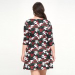 Wholesale women s Plus Cardinal Red Camo Print Line Dress Camo print Side pocket