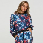 Wholesale women s Floral Illusion Loungewear Top neck Long sleeve All print Loo