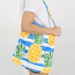 Two-in-One Striped Pineapple Tote Bag that Unfolds Into a Beach Towel.

- 100% Polyester
- Approximately 56" L x 27" W