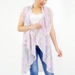 Wholesale lightweight Floral Print Vest Kimono One Fits Most Polyester