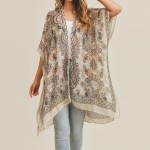 Wholesale women s Lightweight Damask Print Kimono One fits most Polyester