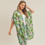 Wholesale women s Lightweight Flamingo Palm Leaf Kimono Polyester One Fits Most