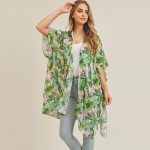Wholesale women s Lightweight Flamingo Palm Leaf Kimono Polyester One Fits Most