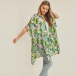 Wholesale women s Lightweight Flamingo Palm Leaf Kimono Polyester One Fits Most