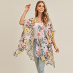 Wholesale women s Lightweight Flamingo Floral Kimono One Fits Most Polyester