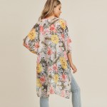 Wholesale women s Lightweight Flamingo Floral Kimono One Fits Most Polyester