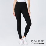 Wholesale women s Fashion Brand Waistband Solid Peach Skin Leggings Elastic Wais