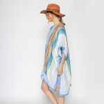 Wholesale lightweight Summertime Stripes Kimono One Fits Most Polyester
