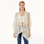 Wholesale lightweight Sheer Paisley Print Kimono Vest Ruffle Sleeves One Fits Mo