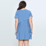 Wholesale soft Multi directional Lined line Dress Short Sleeves Two Pockets Hip