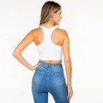 Wholesale women s Ribbed Scoop Cropped Tank Top Cutout Pack Racerback shoulder s