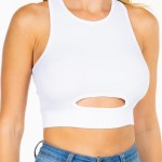 Wholesale women s Ribbed Scoop Cropped Tank Top Cutout Pack Racerback shoulder s