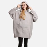 Wholesale comfyLuxe Oversized Solid Hooded Wearable Blanket Front Pocket One Fit