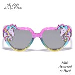 Wholesale kids Unicorn Glitter Rainbow Color Heart Sunglasses Pack Material Plas