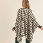 Wholesale soft Knit Plaid Ruana Wrap One Fits Most Long Polyester