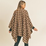 Wholesale soft Knit Plaid Ruana Wrap One Fits Most Long Polyester