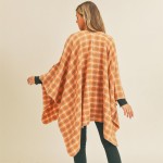 Wholesale soft Knit Plaid Ruana Wrap One Fits Most Long Polyester