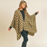 Wholesale soft Knit Plaid Ruana Wrap One Fits Most Long Polyester