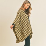 Wholesale soft Knit Plaid Ruana Wrap One Fits Most Long Polyester