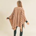 Wholesale soft Knit Plaid Ruana Wrap One Fits Most Long Polyester